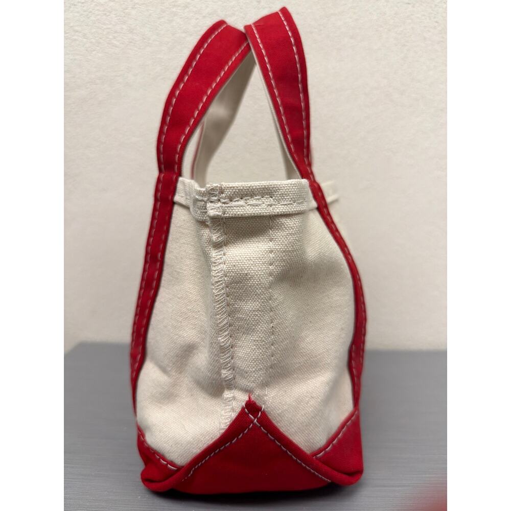 LL Bean Mini Boat And Tote Bag Canvas With Red - Picture 4 of 8